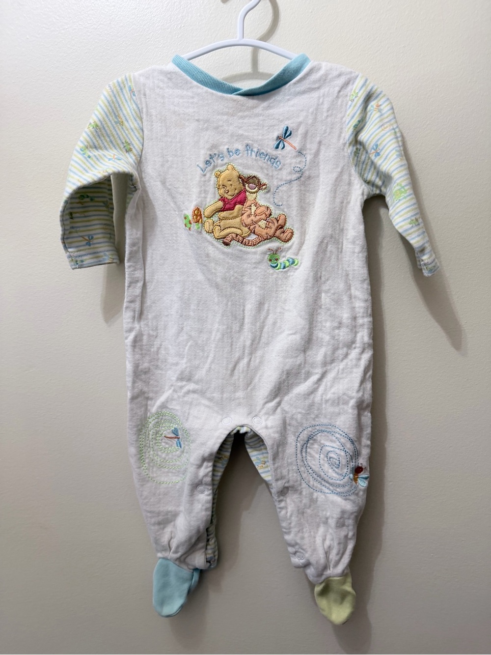 Y2K Disney Winnie The Pooh Tigger Outdoors Bugs Mushrooms Footie One Piece 6-9 m